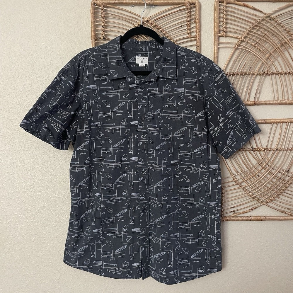 Jack O'Neill Aloha Hawaiian Shirt Surfboard Print Shaper AOP Men's Sz XL B38